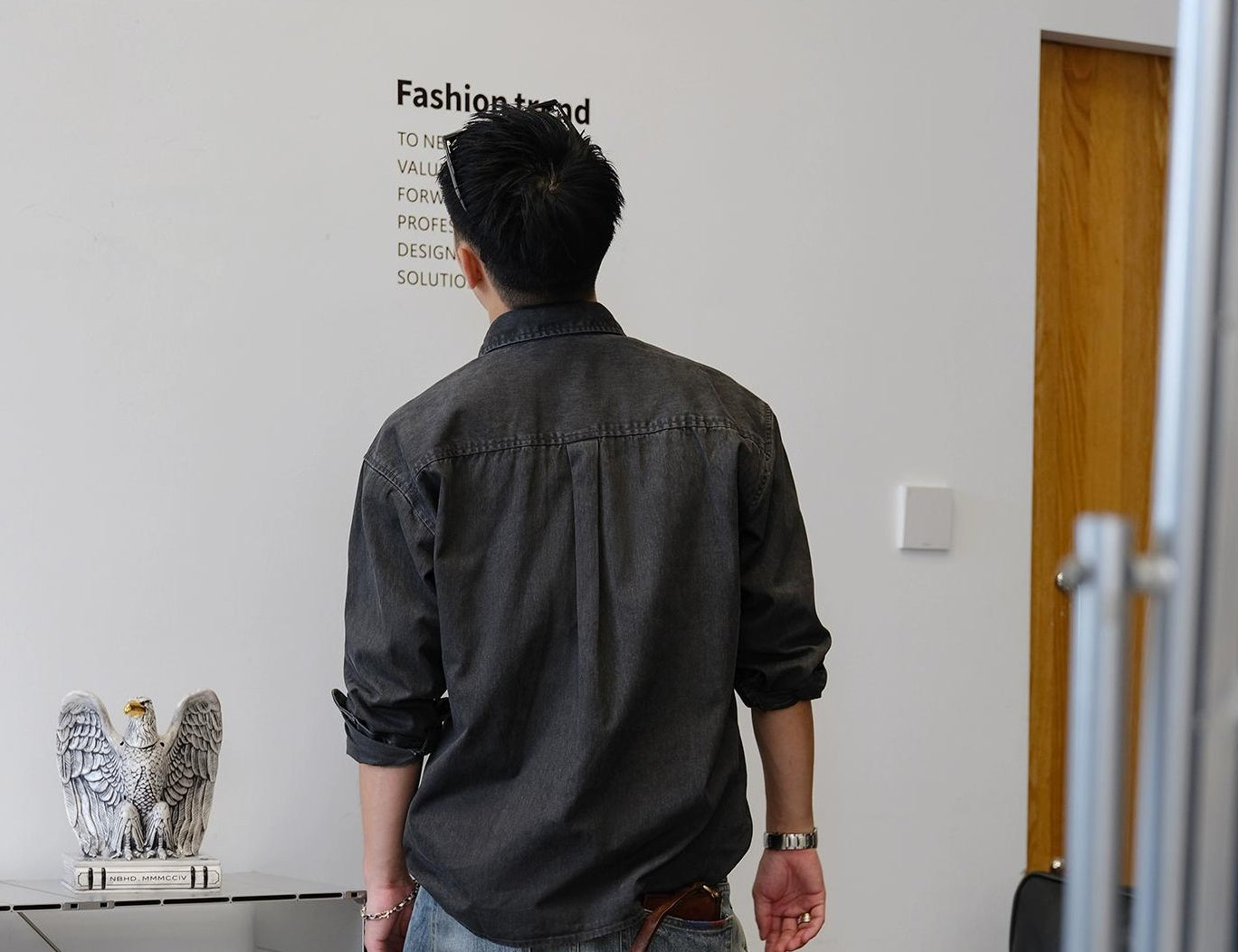 Retro Denim Long-Sleeve Shirt