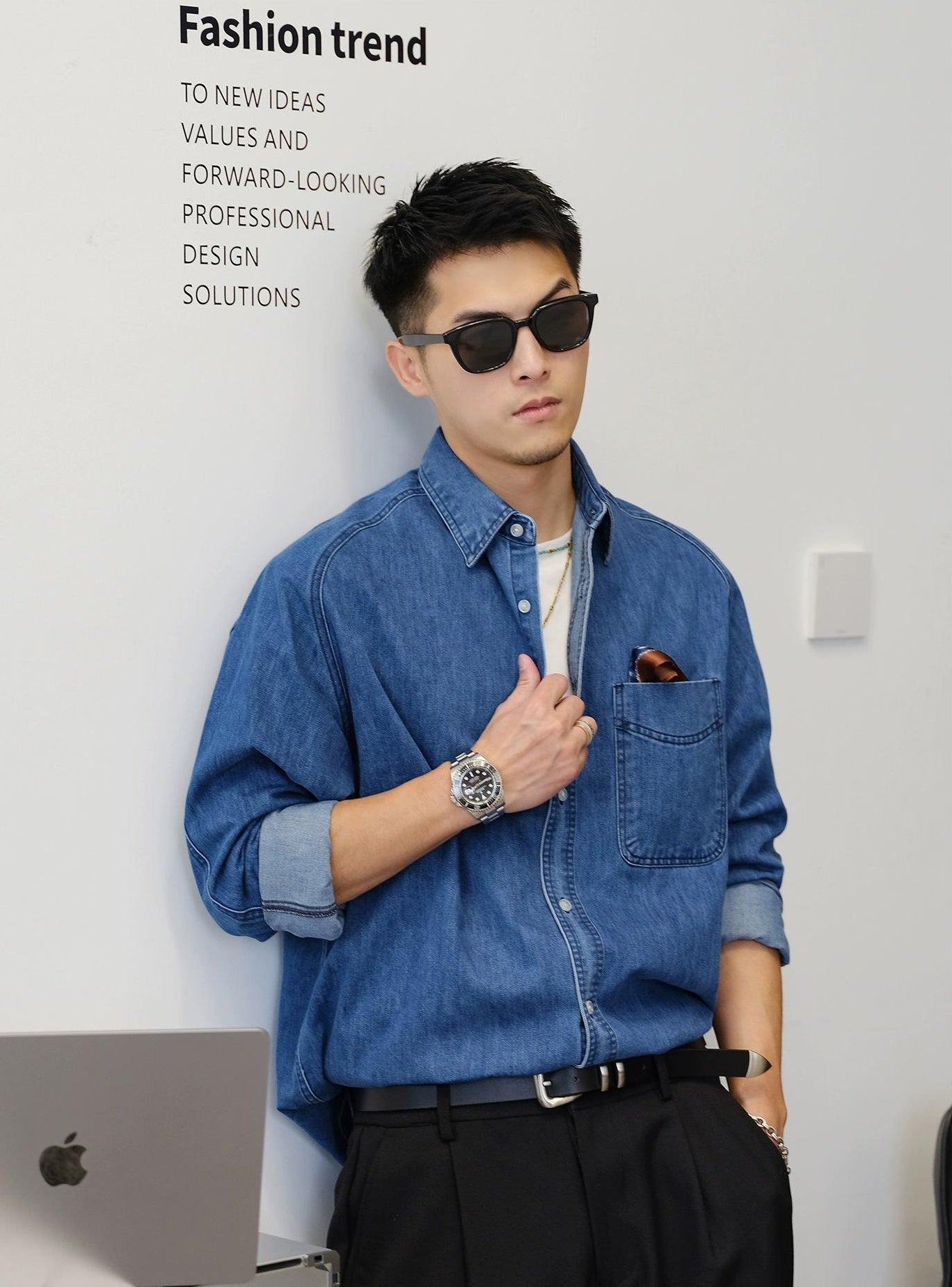 Blue Denim Long Sleeve Shirt