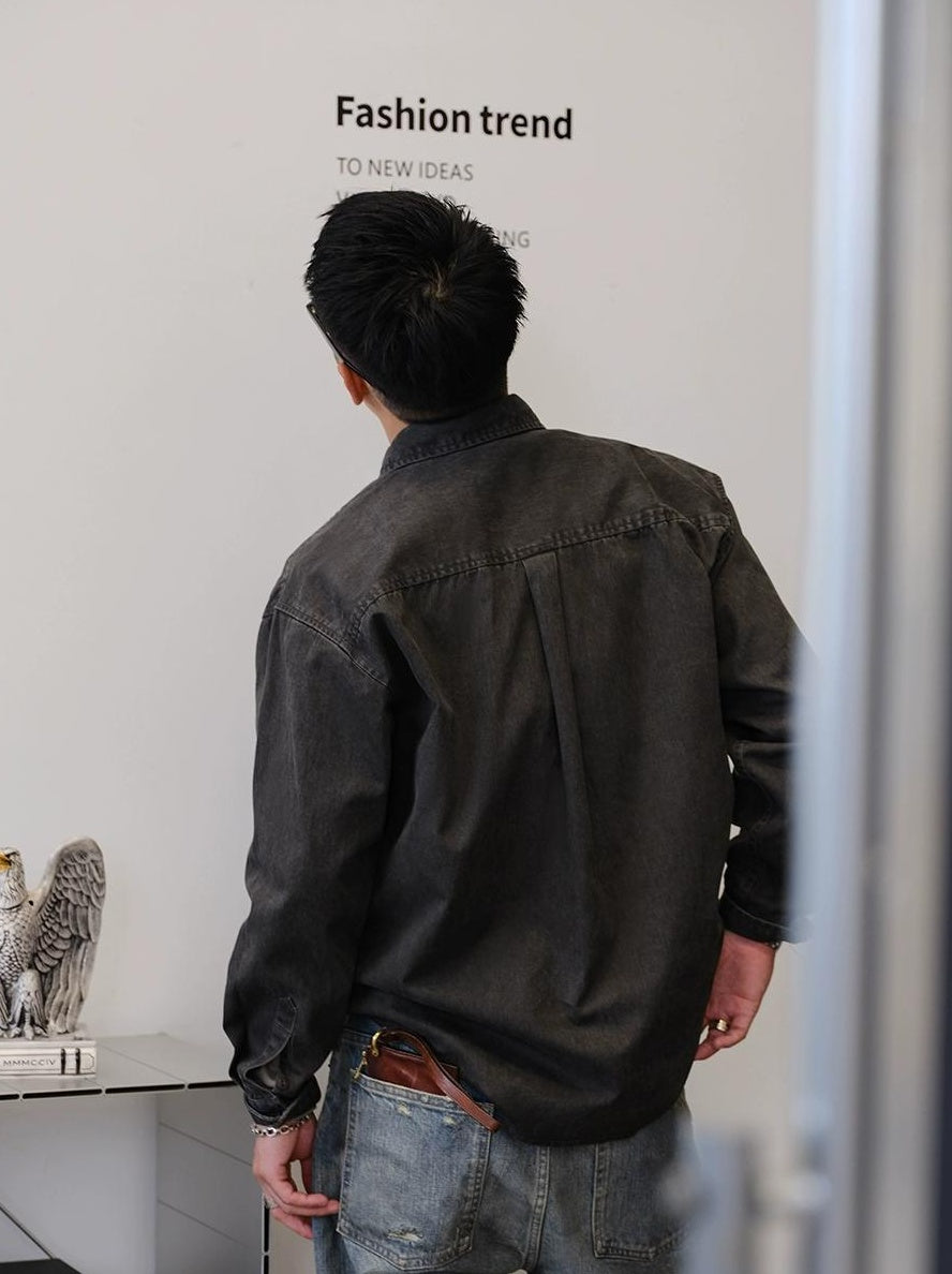 Retro Denim Long-Sleeve Shirt