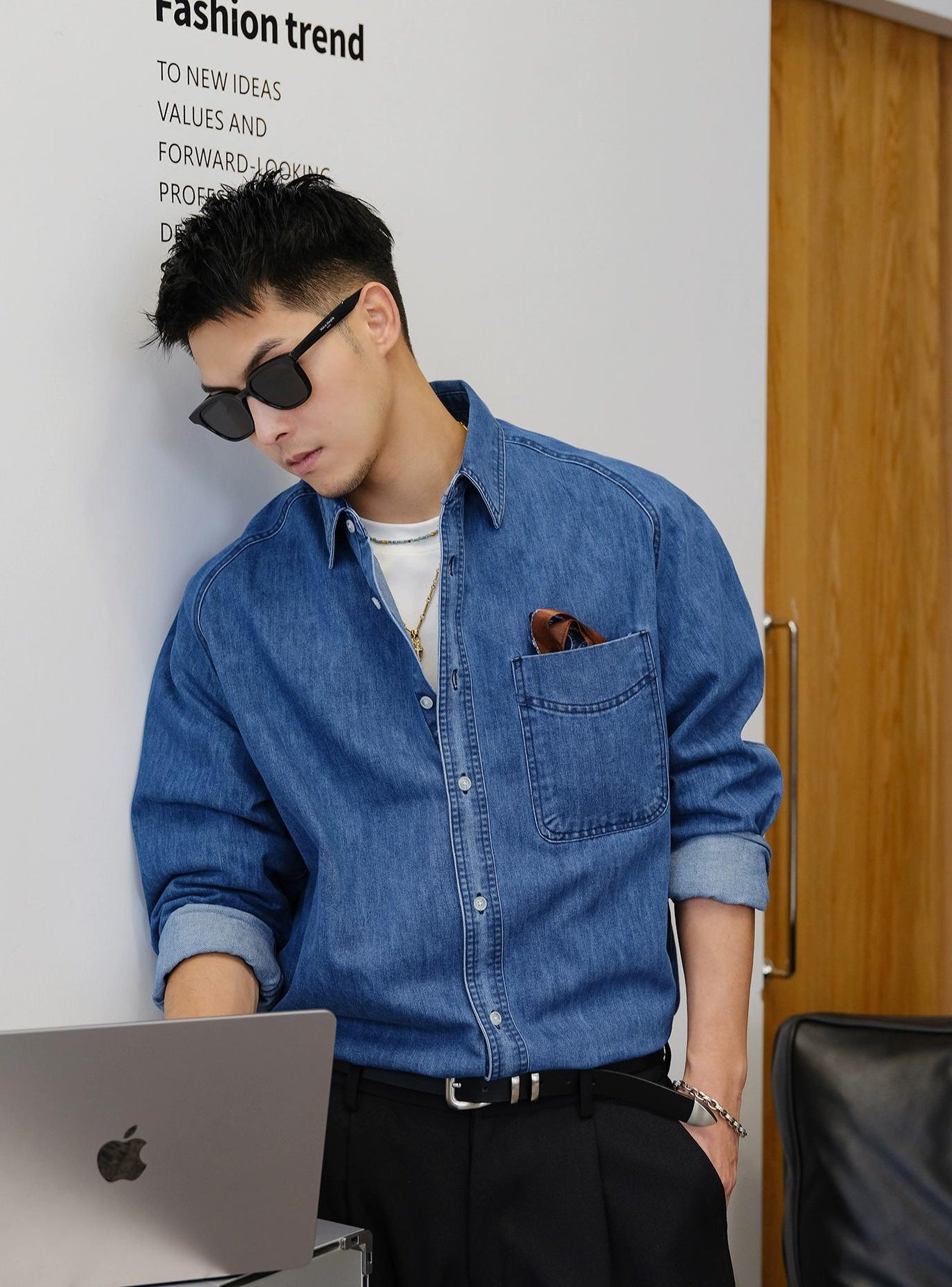 Blue Denim Long Sleeve Shirt