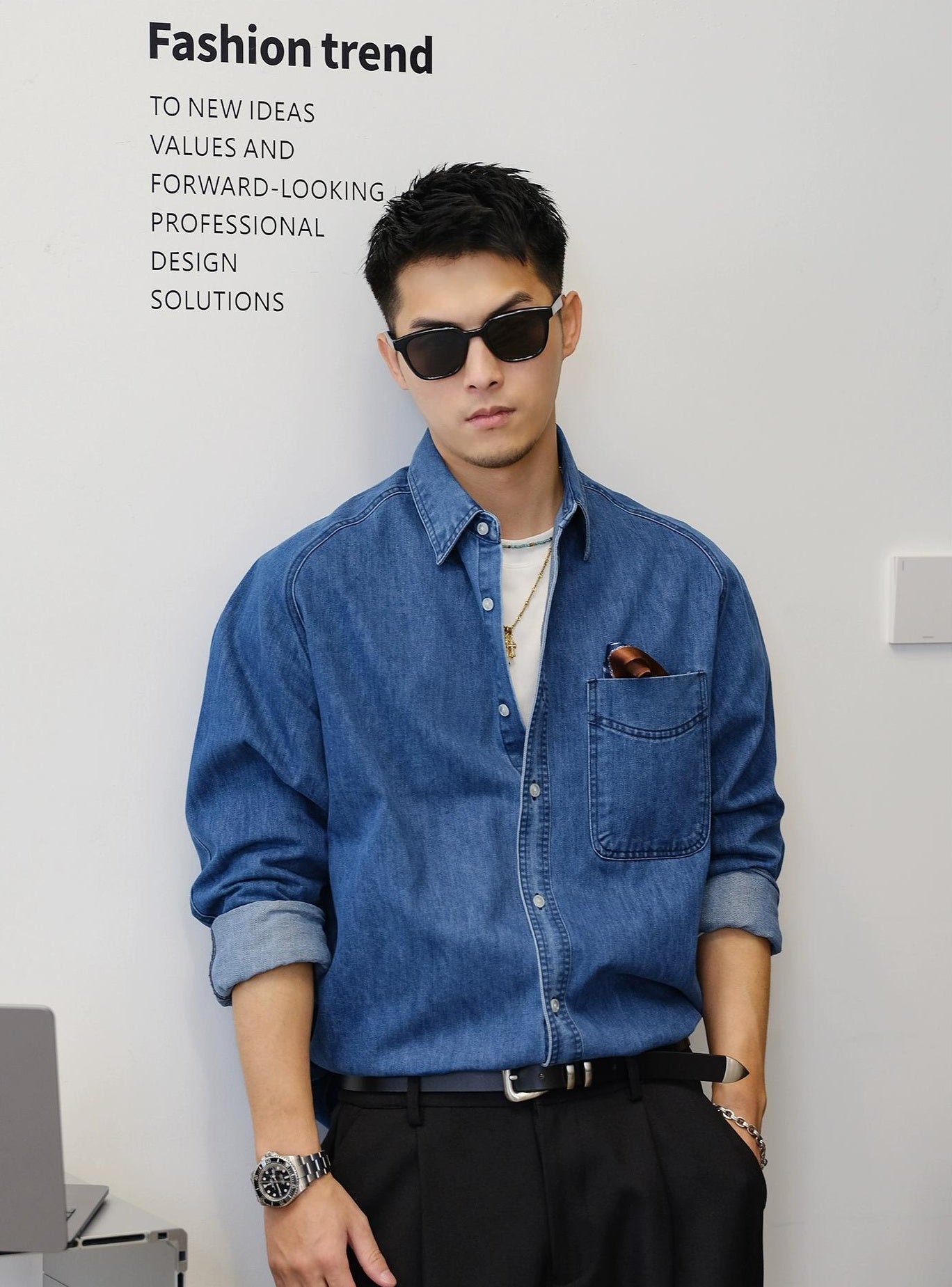 Blue Denim Long Sleeve Shirt