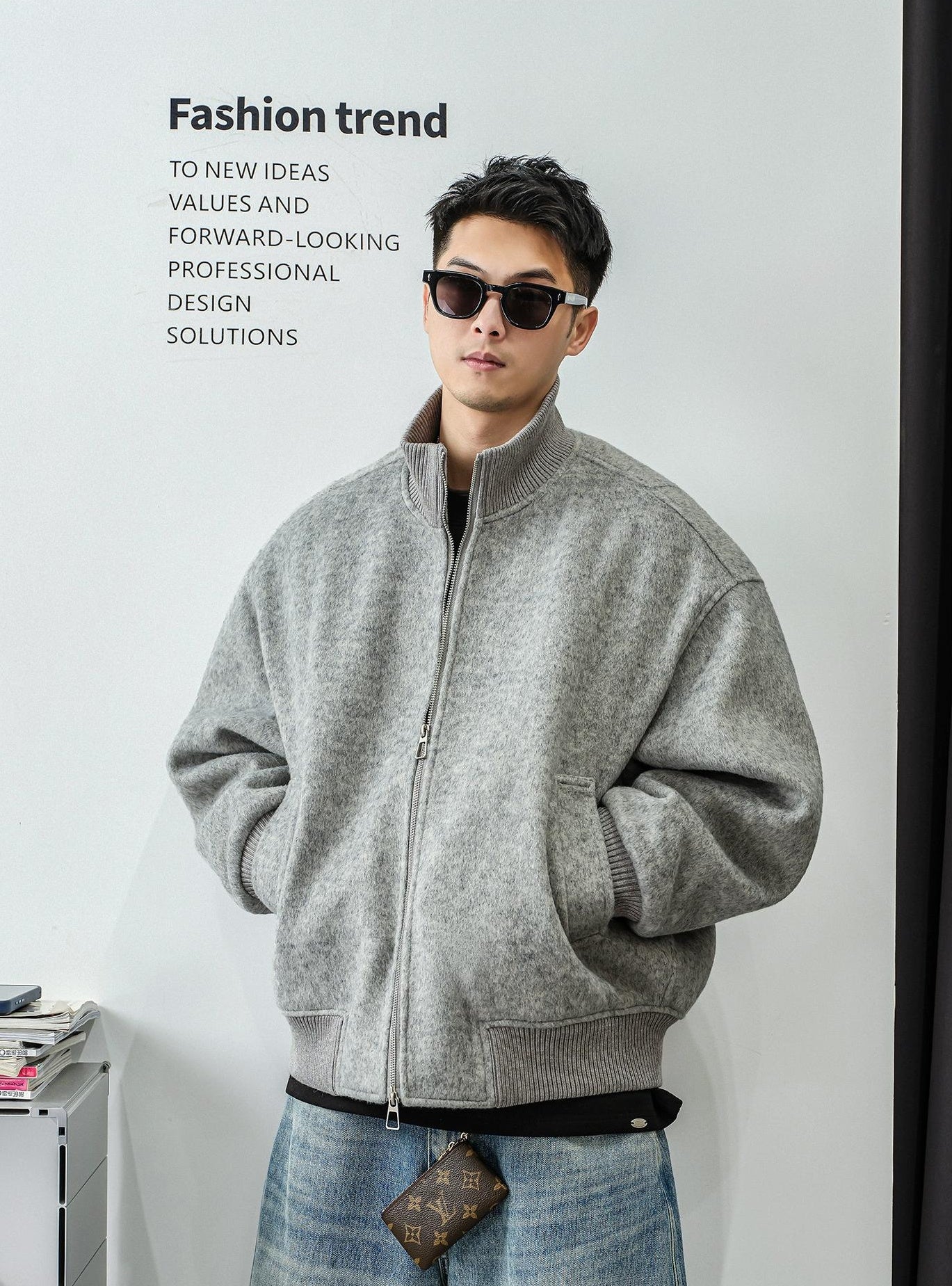 ツイードジップアップジャケット