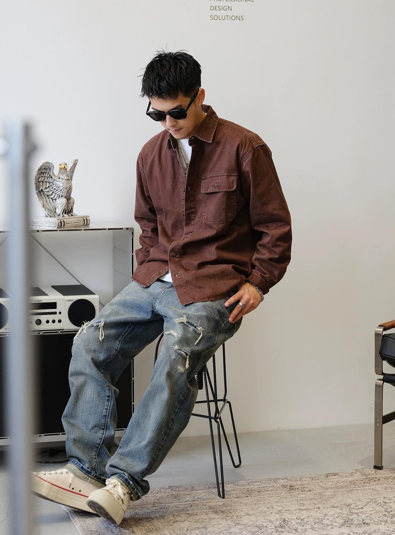 Retro Denim Long-Sleeve Shirt