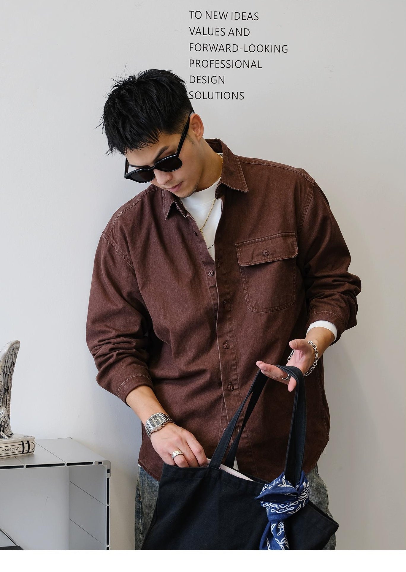 Retro Denim Long-Sleeve Shirt