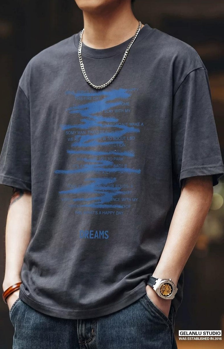 レトロプリント ルーズフィットTシャツ