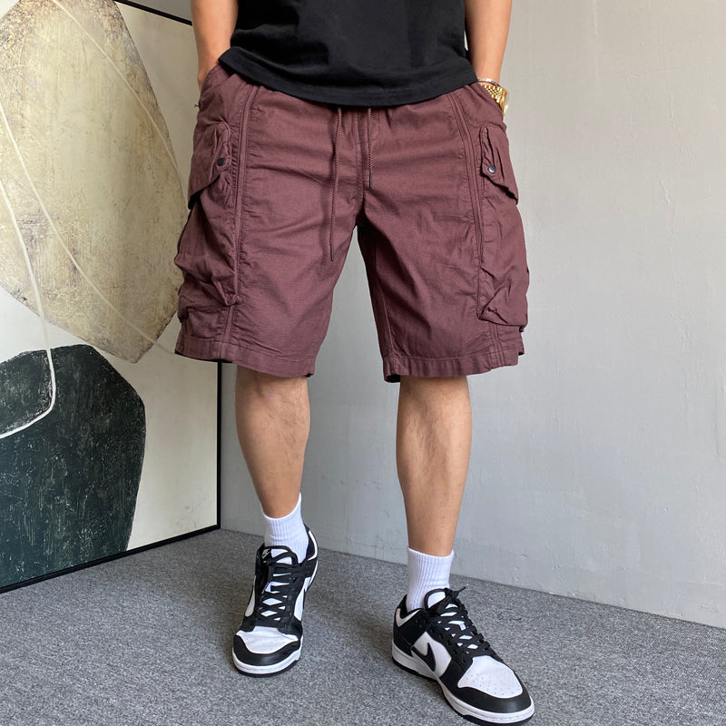 Black work shorts with large pockets