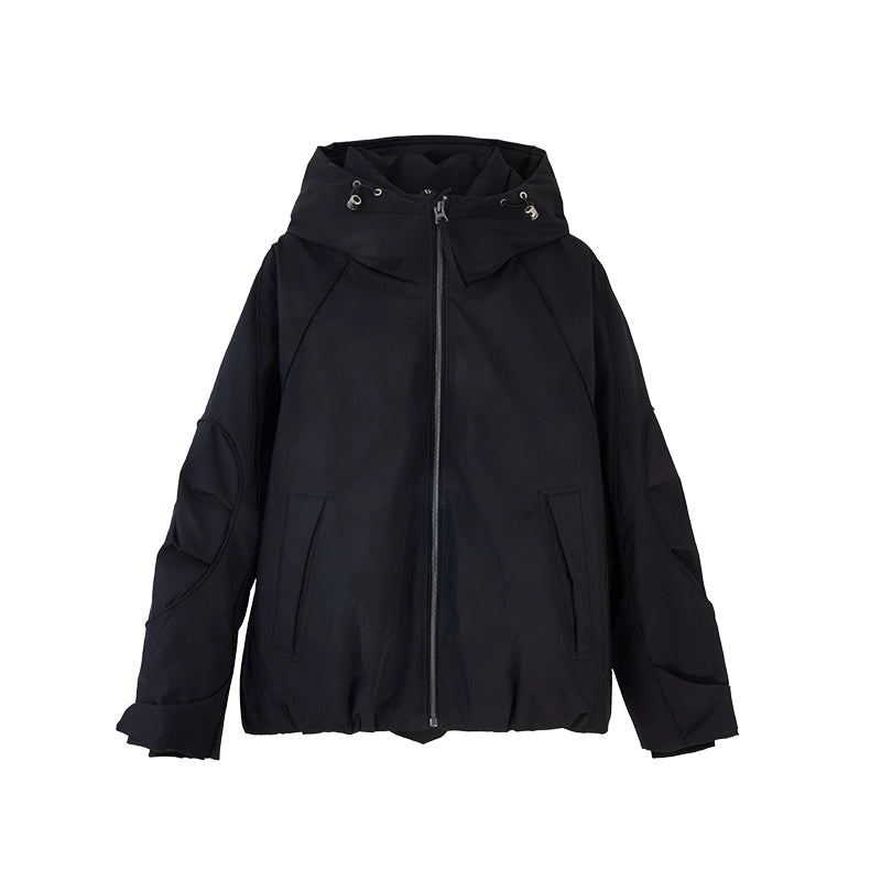 ドローストリングフードダウンジャケット