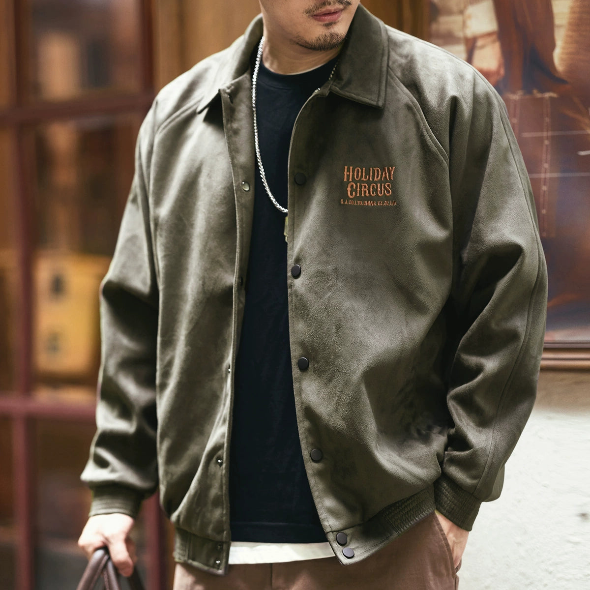 レトロスエードベースボールジャケット