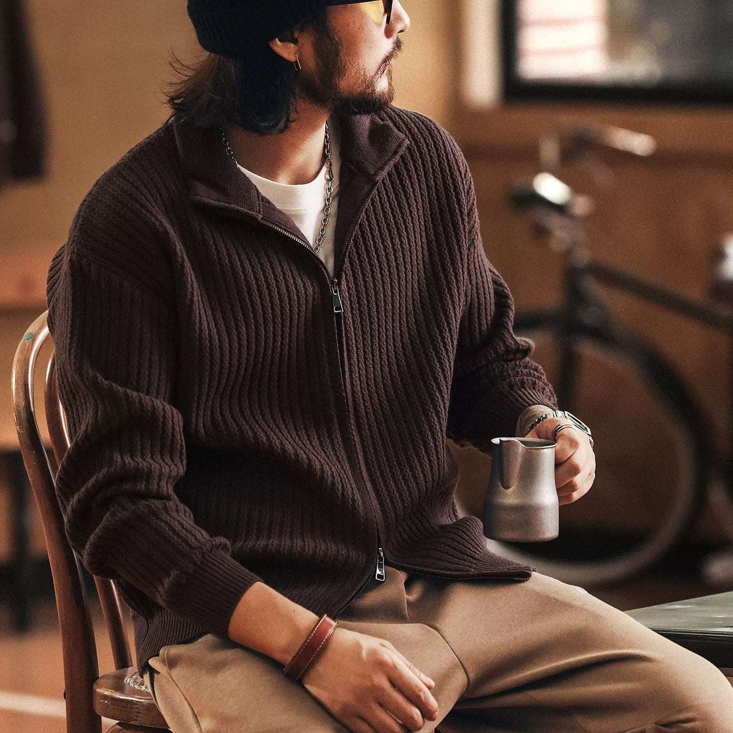 Retro Blue Knit Cardigan