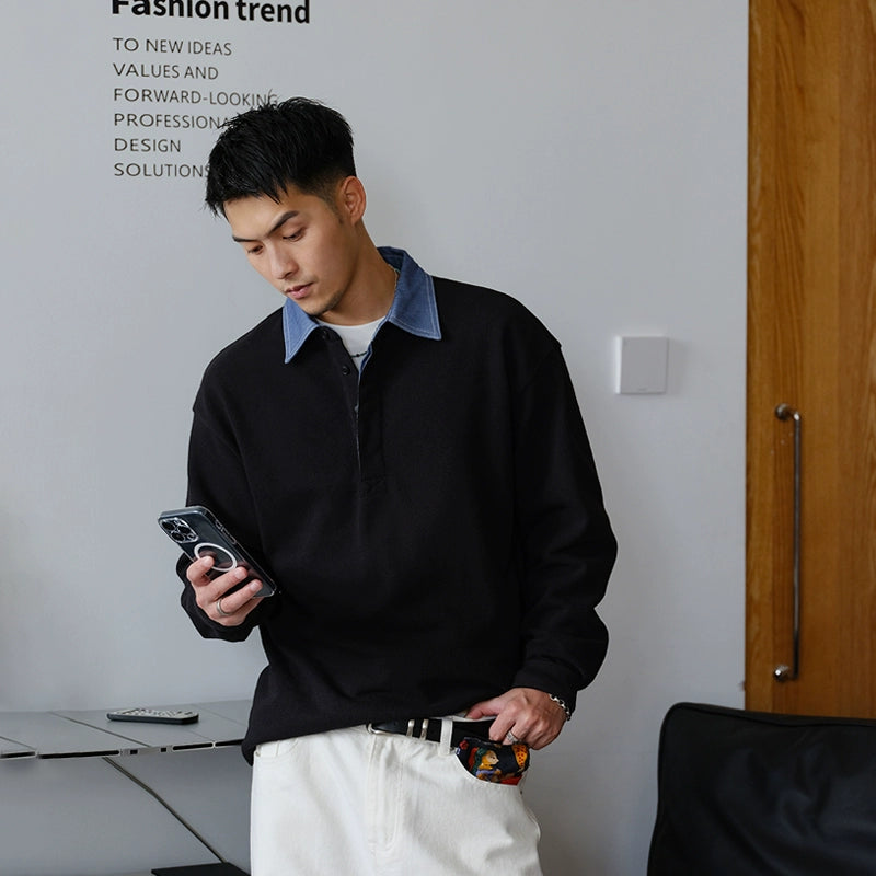 Casual Lapel Sweatshirt