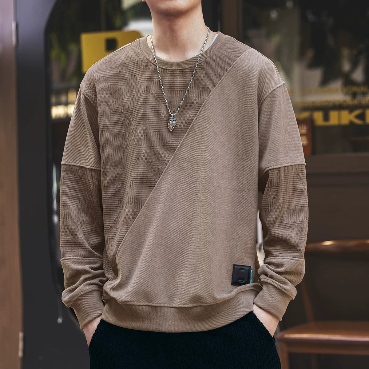 レトロ パッチワーク スウェットシャツ