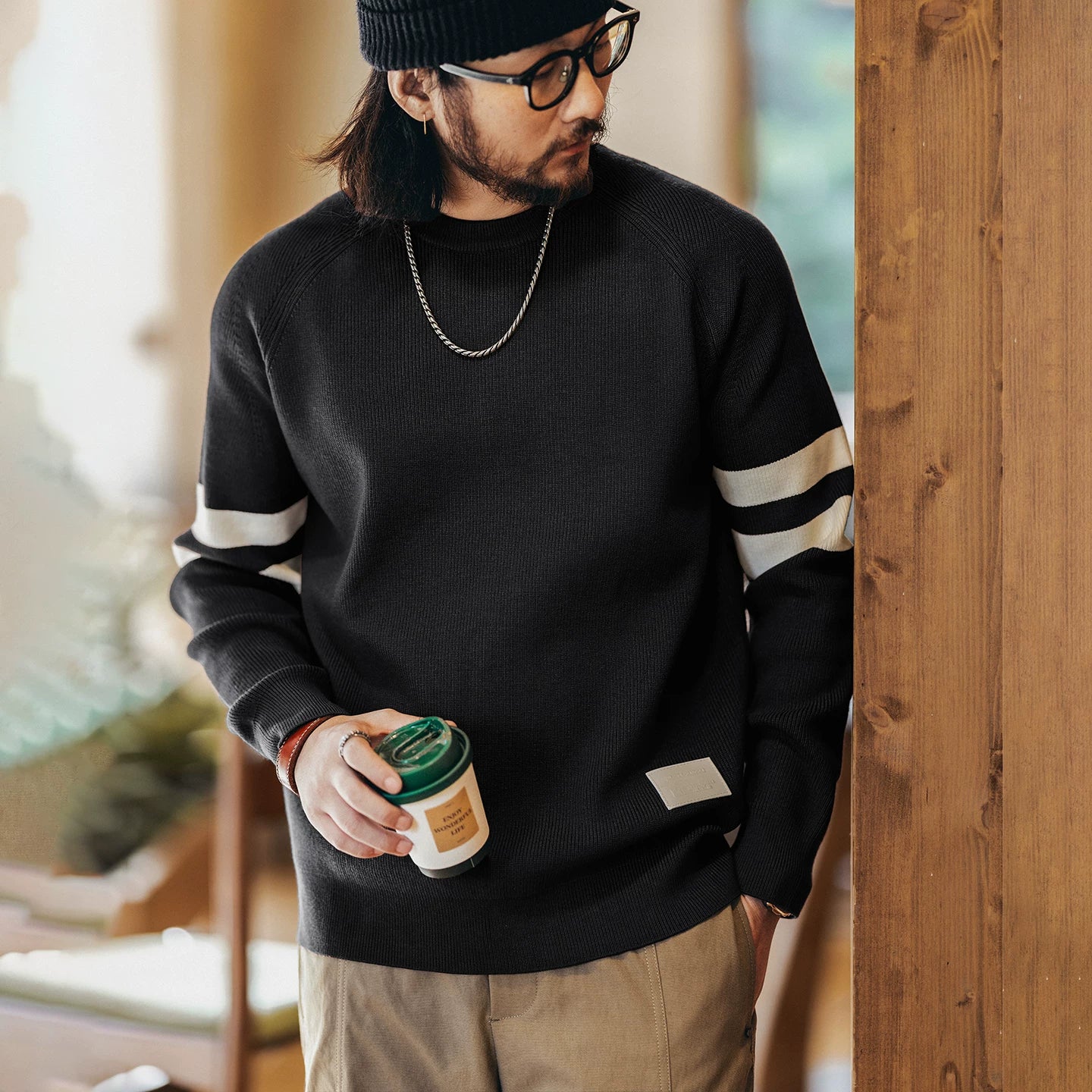 Retro Color Block Knit Sweater