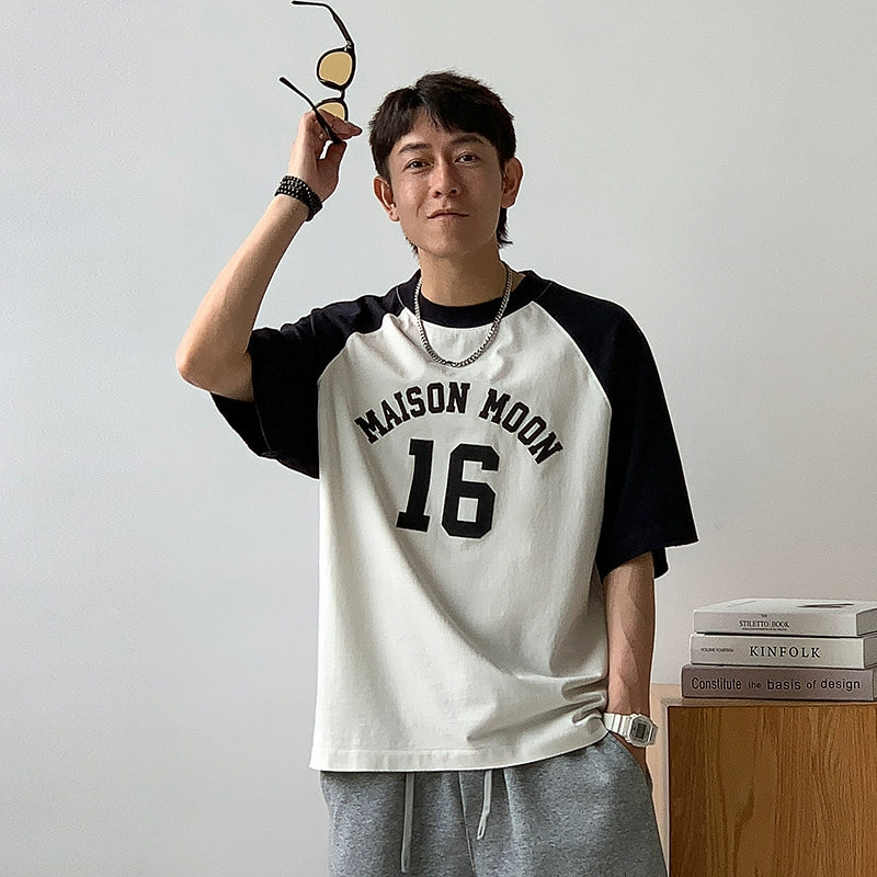 Color Block Letter Print Tee