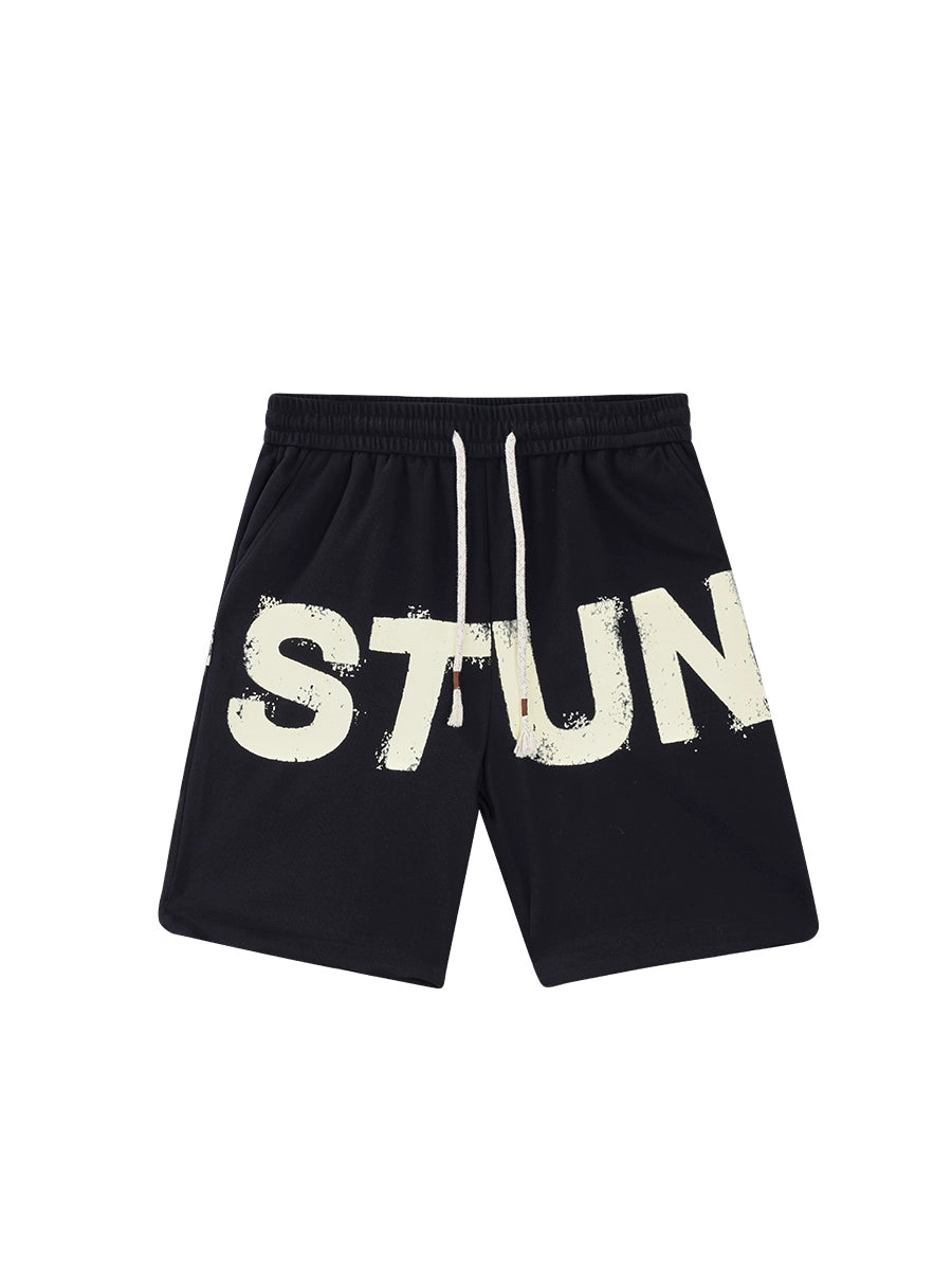 レトロレタープリント ルーズストレートスポーツパンツ