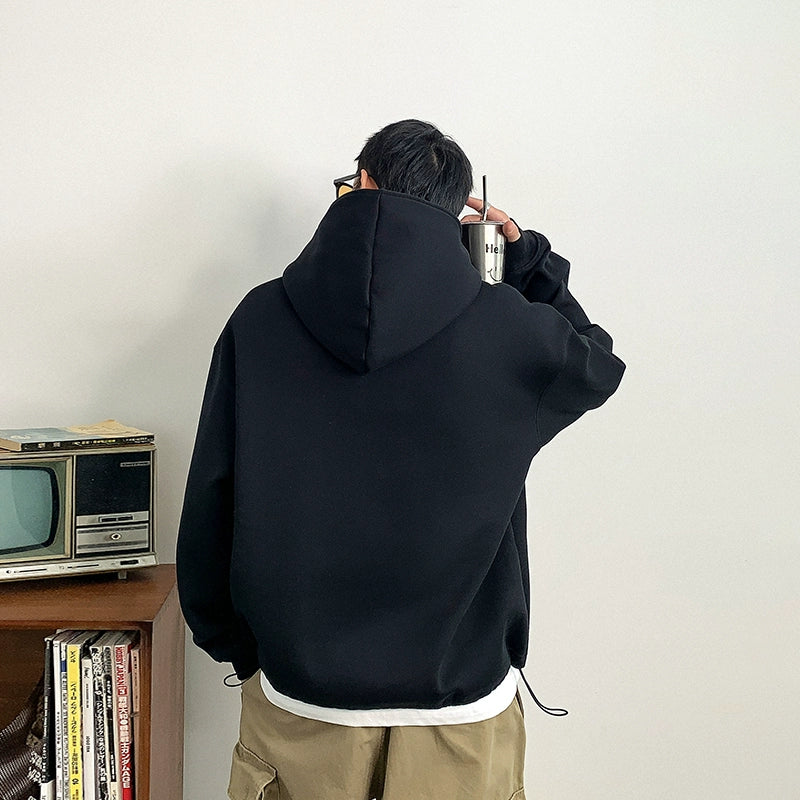 College style hooded top with half zip and fleece