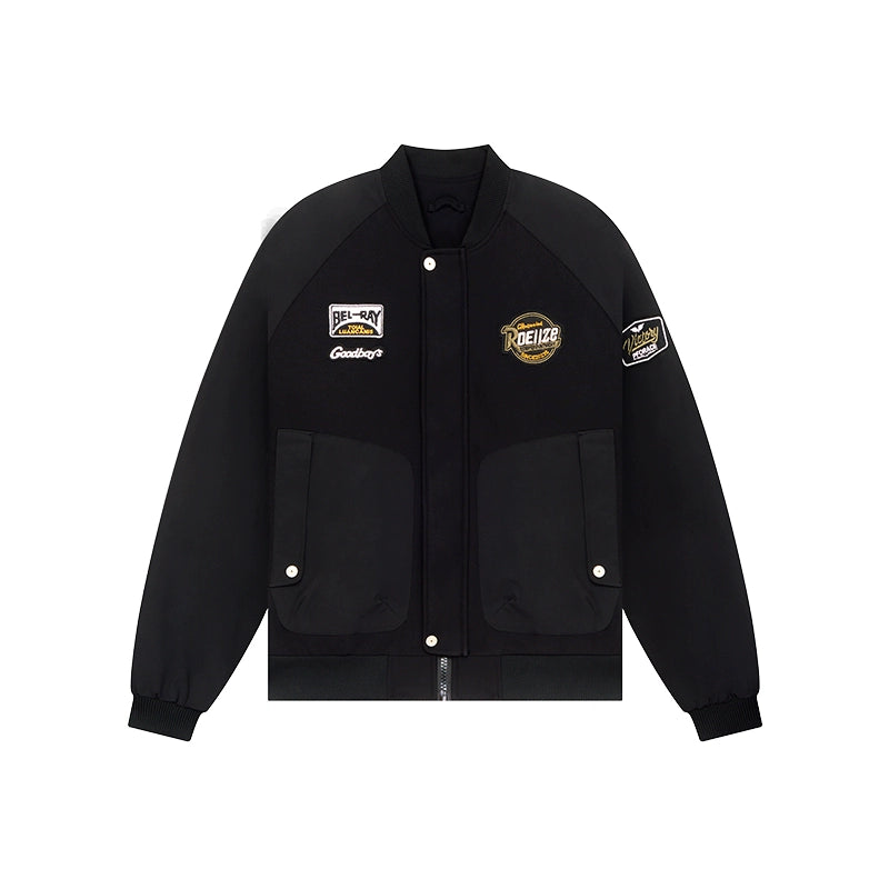 Embroidered logo stadium jacket