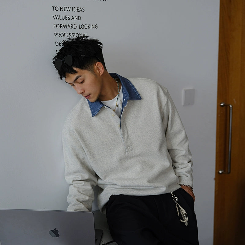 Casual Lapel Sweatshirt