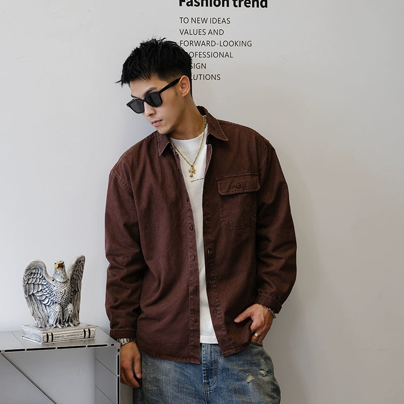 Retro Denim Long-Sleeve Shirt