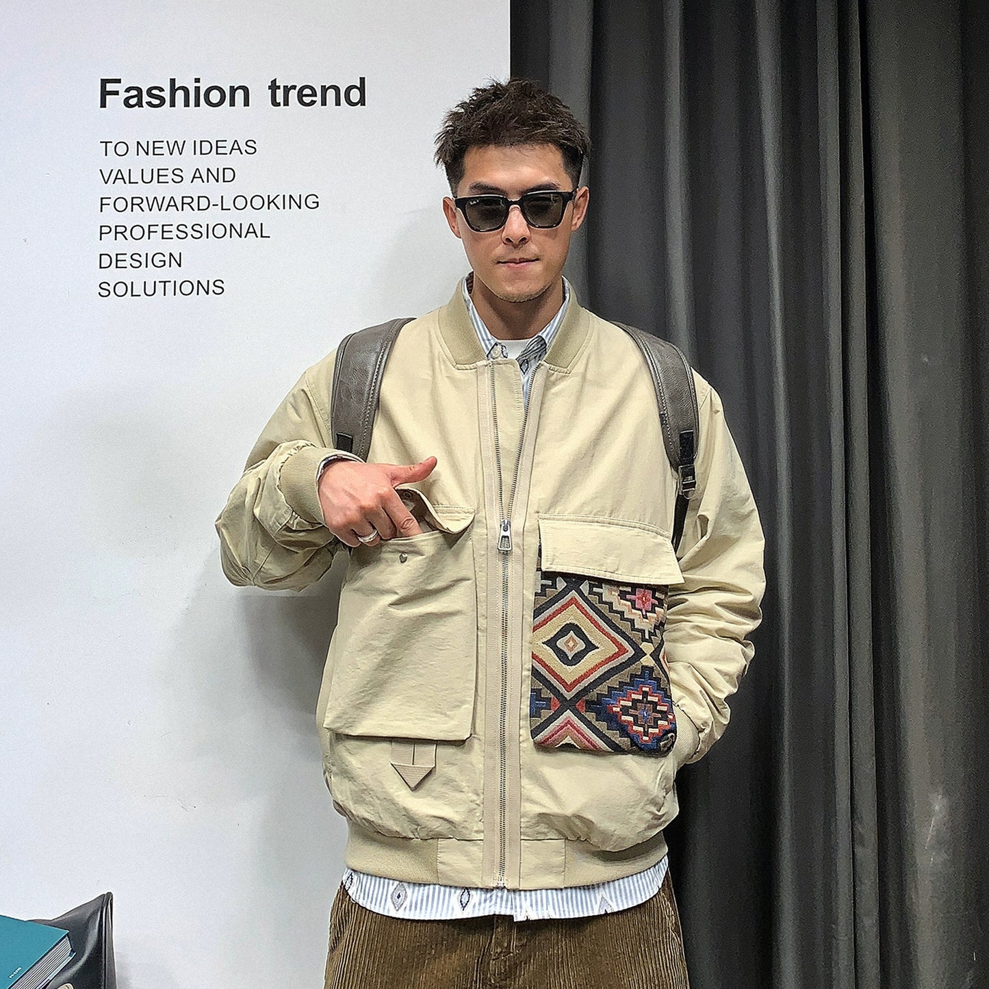 Trendy Color Block Baseball Jacket