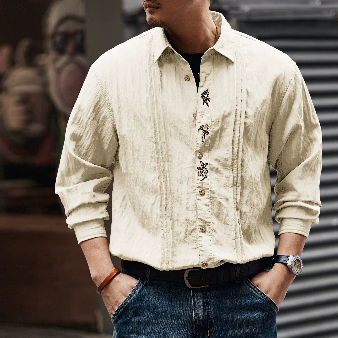 刺繍カジュアルシャツ