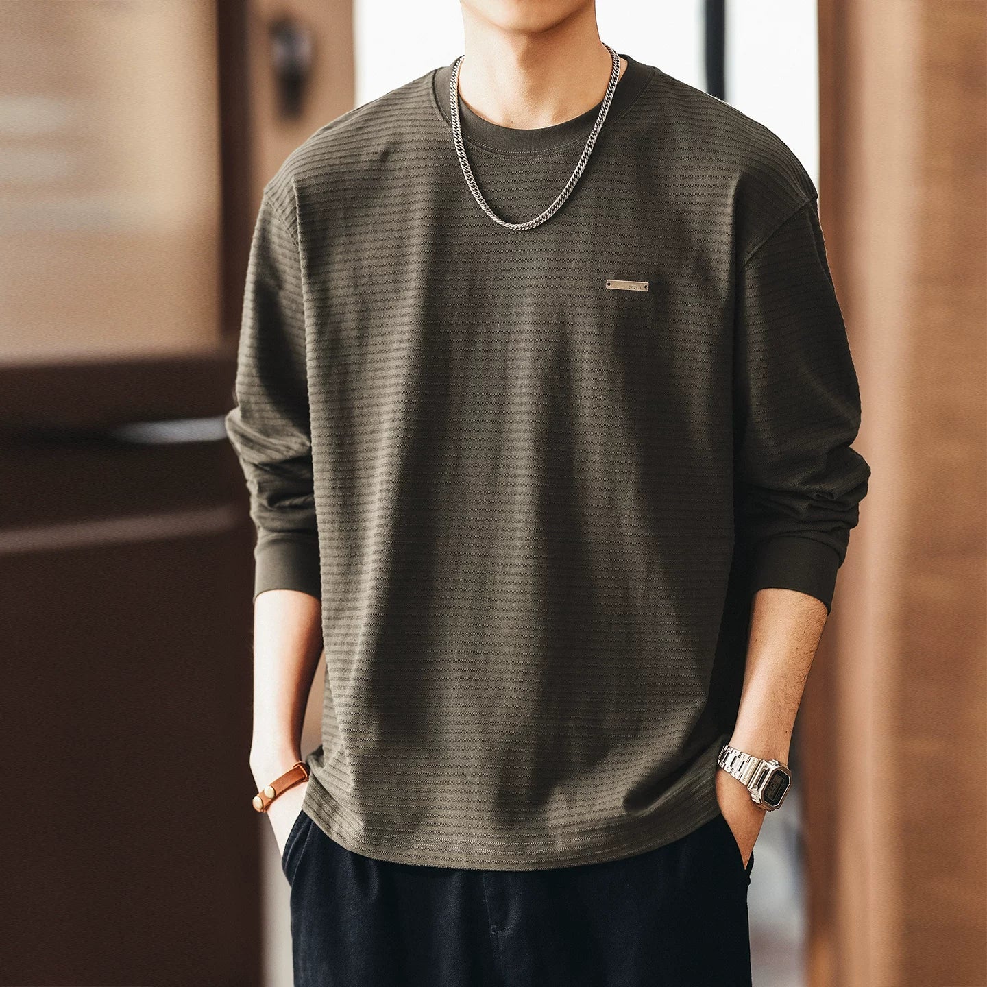 ストライプドロングスリーブTシャツ