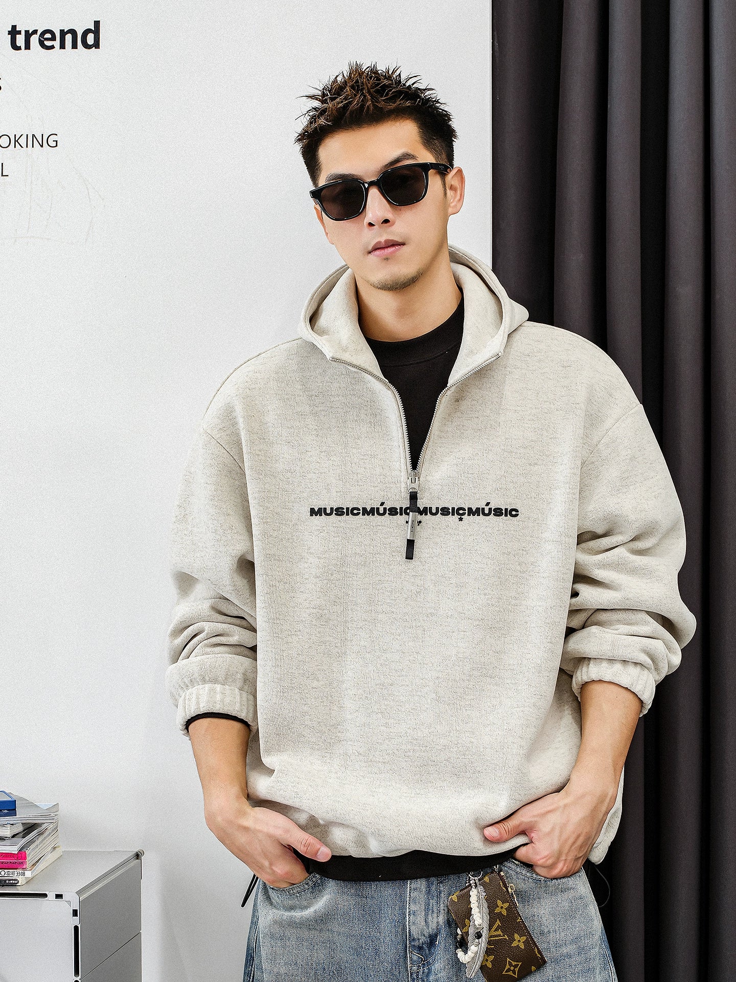 フリース入りロングスウェット