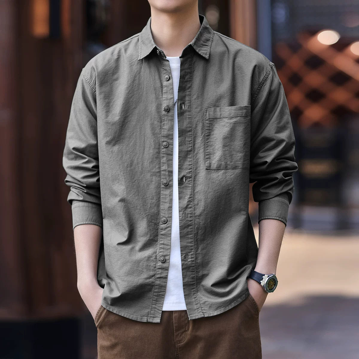 ブルーレトロワークウェアシャツ