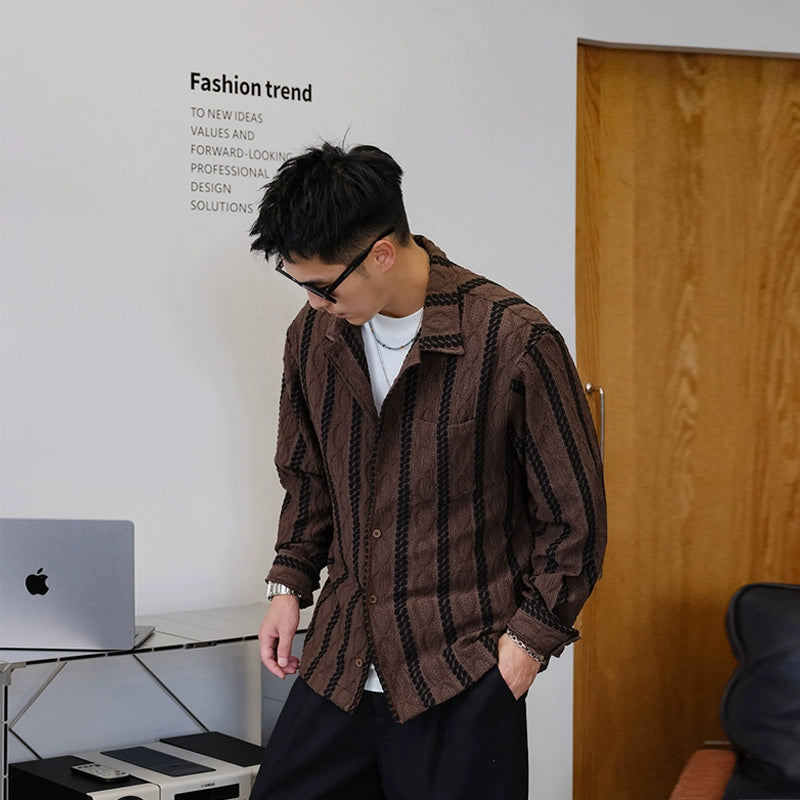 Striped Long-Sleeve Casual Shirt