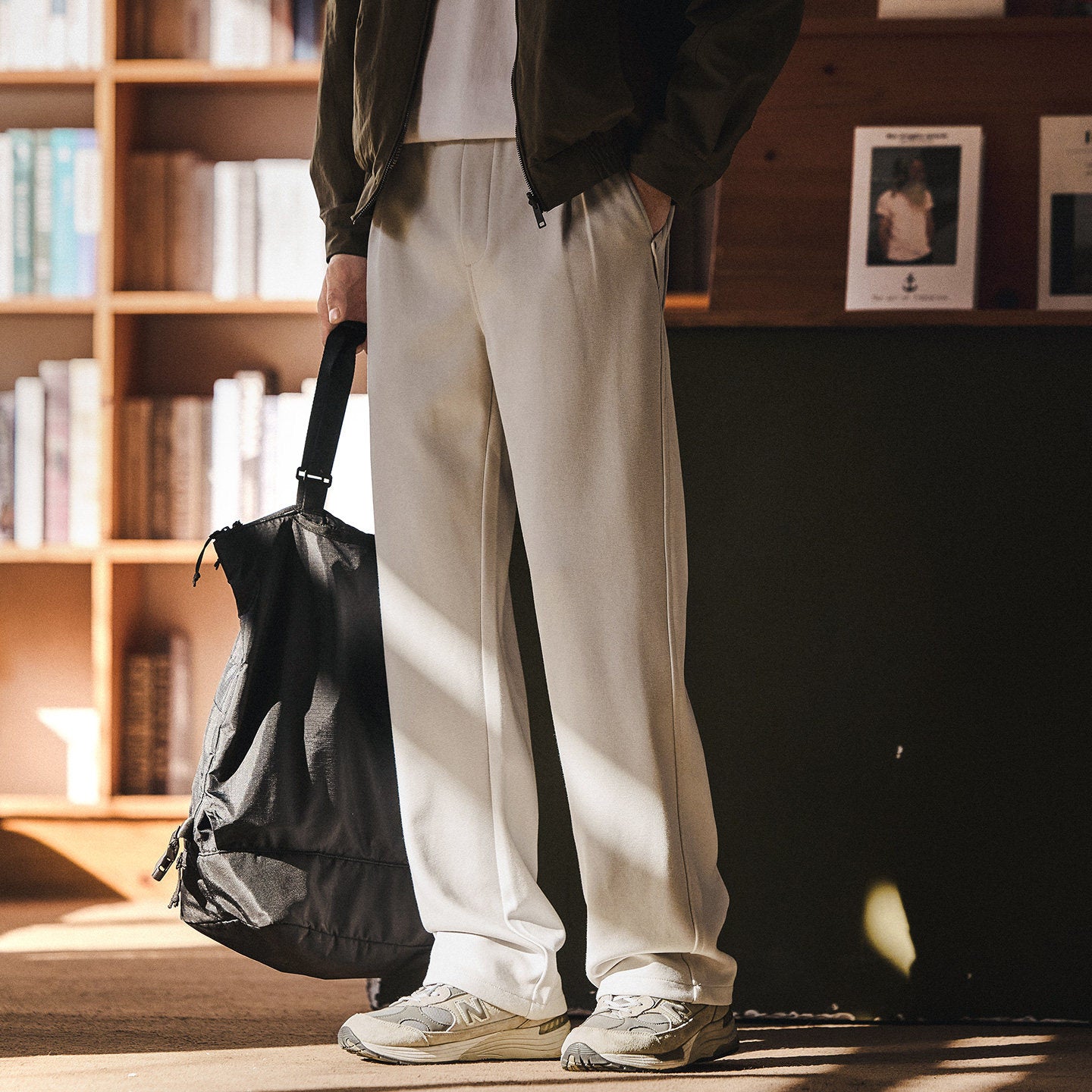 Casual wide tweed pants