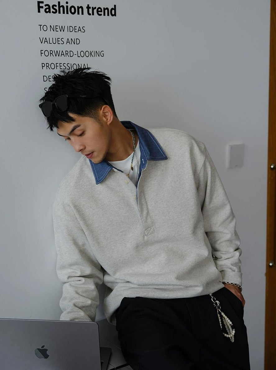 Casual Lapel Sweatshirt