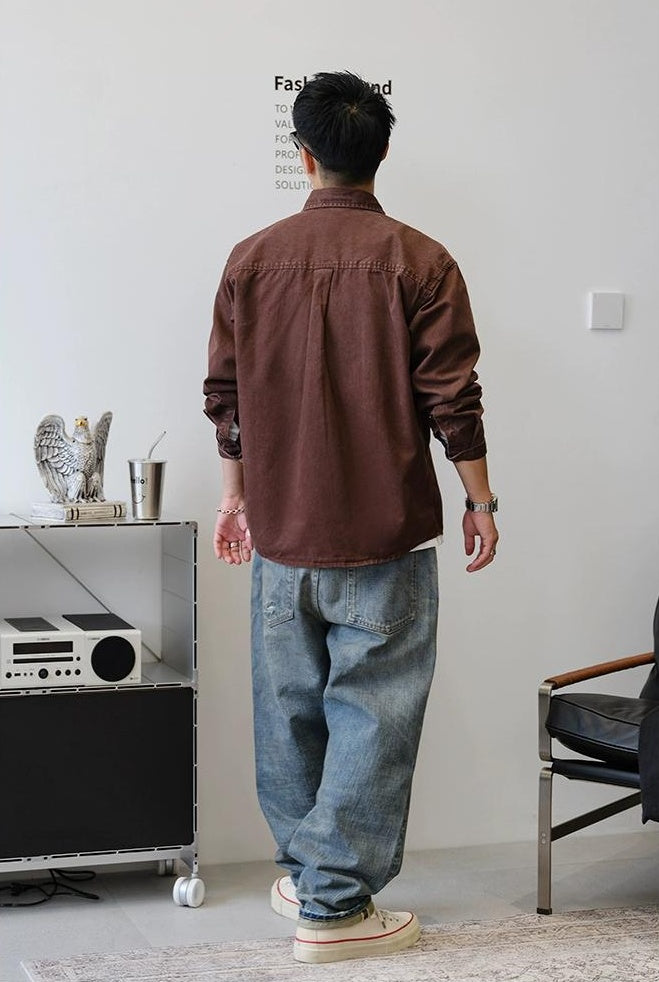 Retro Denim Long-Sleeve Shirt
