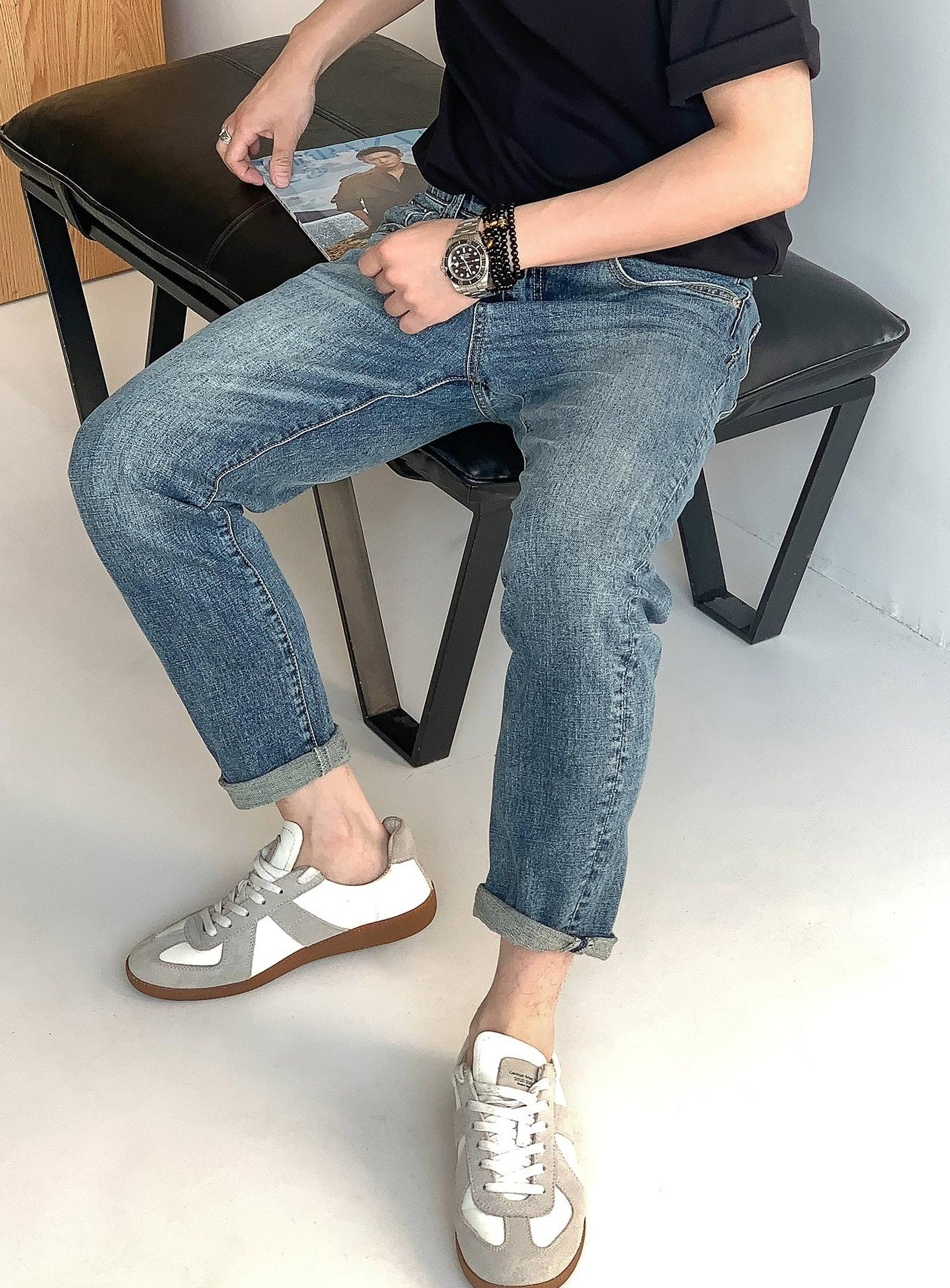 Lang Blue Washed Jeans