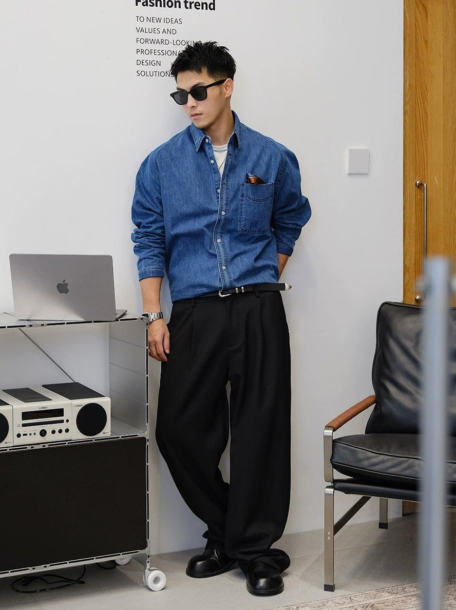 Blue Denim Long Sleeve Shirt