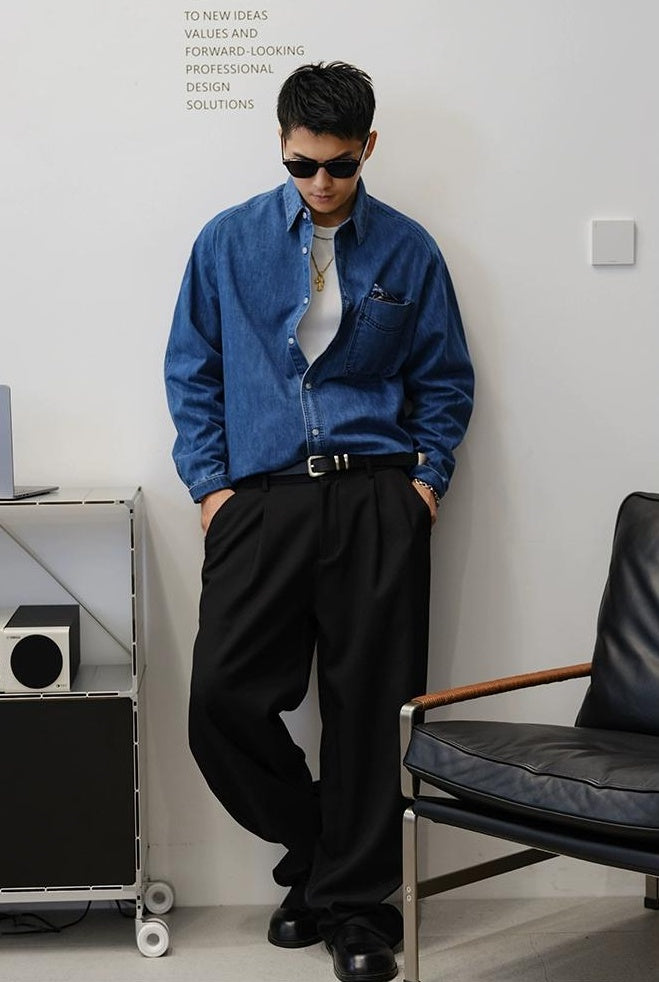 Blue Denim Long Sleeve Shirt