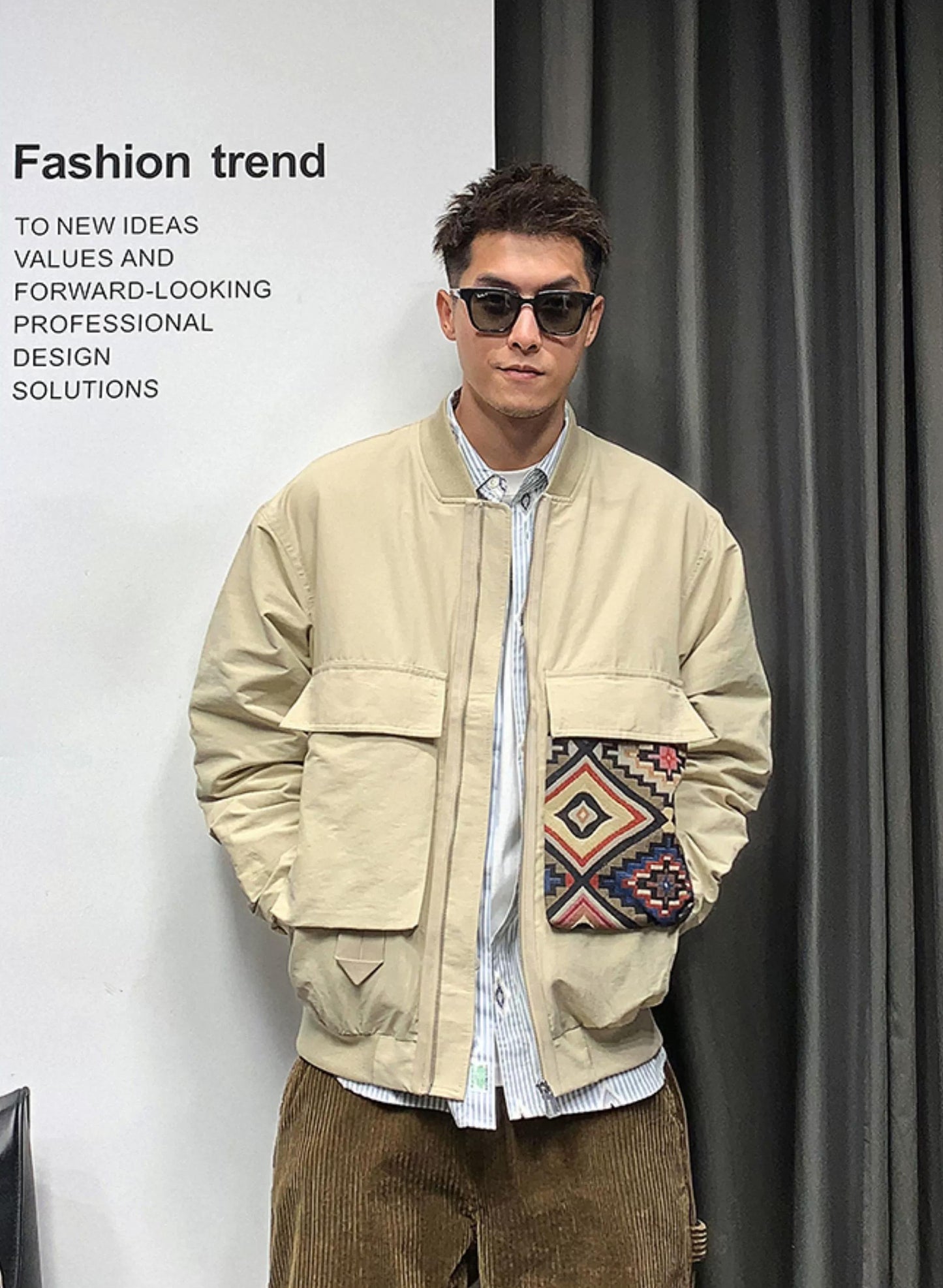 Trendy Color Block Baseball Jacket