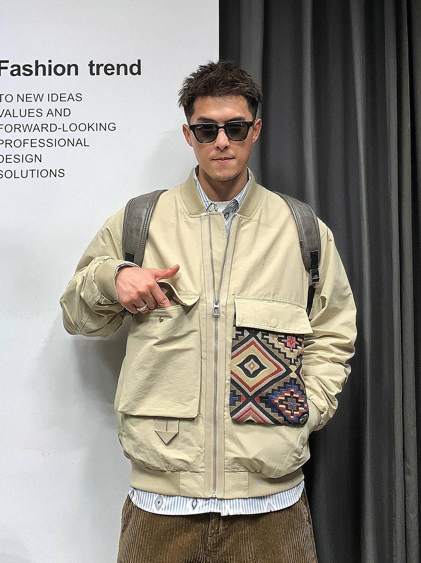 Trendy Color Block Baseball Jacket