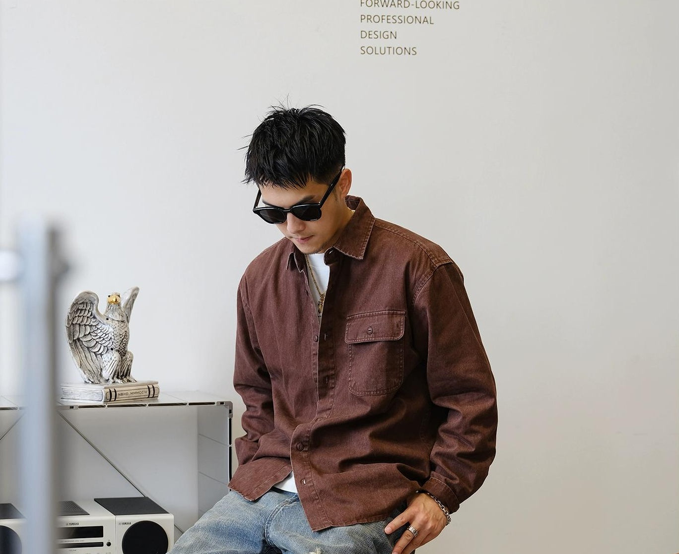 Retro Denim Long-Sleeve Shirt