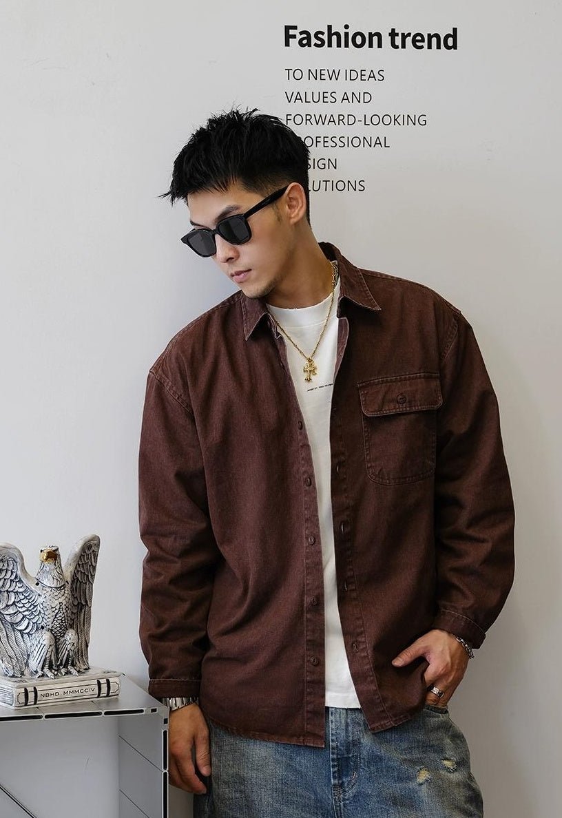 Retro Denim Long-Sleeve Shirt