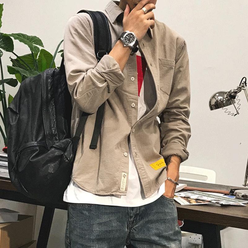 長袖 シャツ 春と秋のレトロな作業服 黄色のシャツジャケット