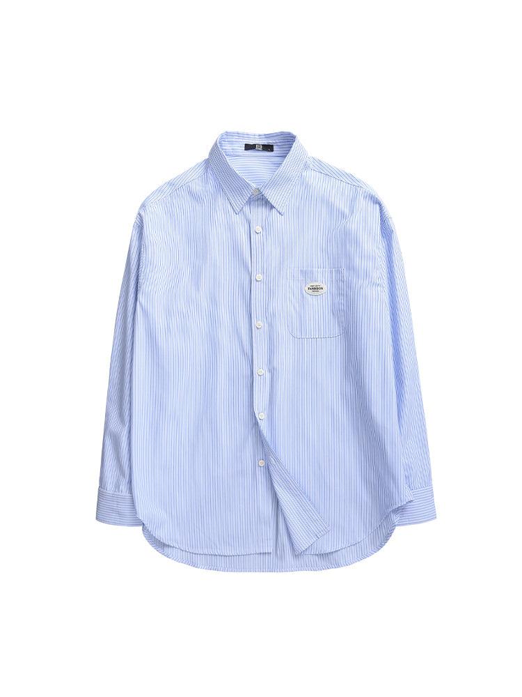 高級ブルーストライプシャツ