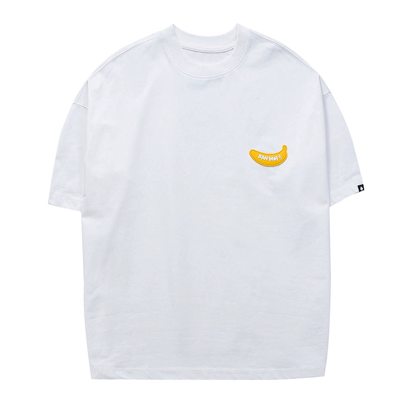 ルーズラウンドネック 五分袖コットン半袖Tシャツ