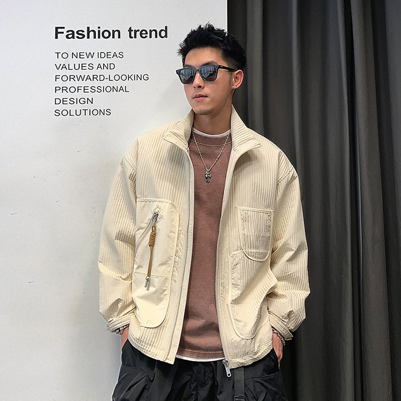 スタンドカラージャケット 春と秋のセクション ルーズなインストレンドジャケット