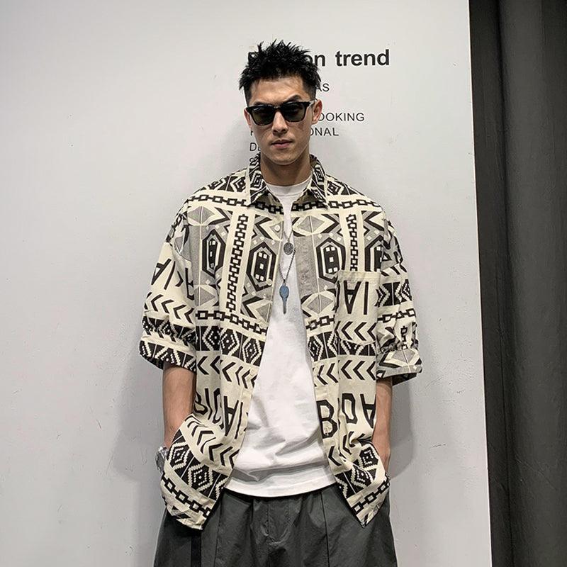 長袖 シャツ 総柄