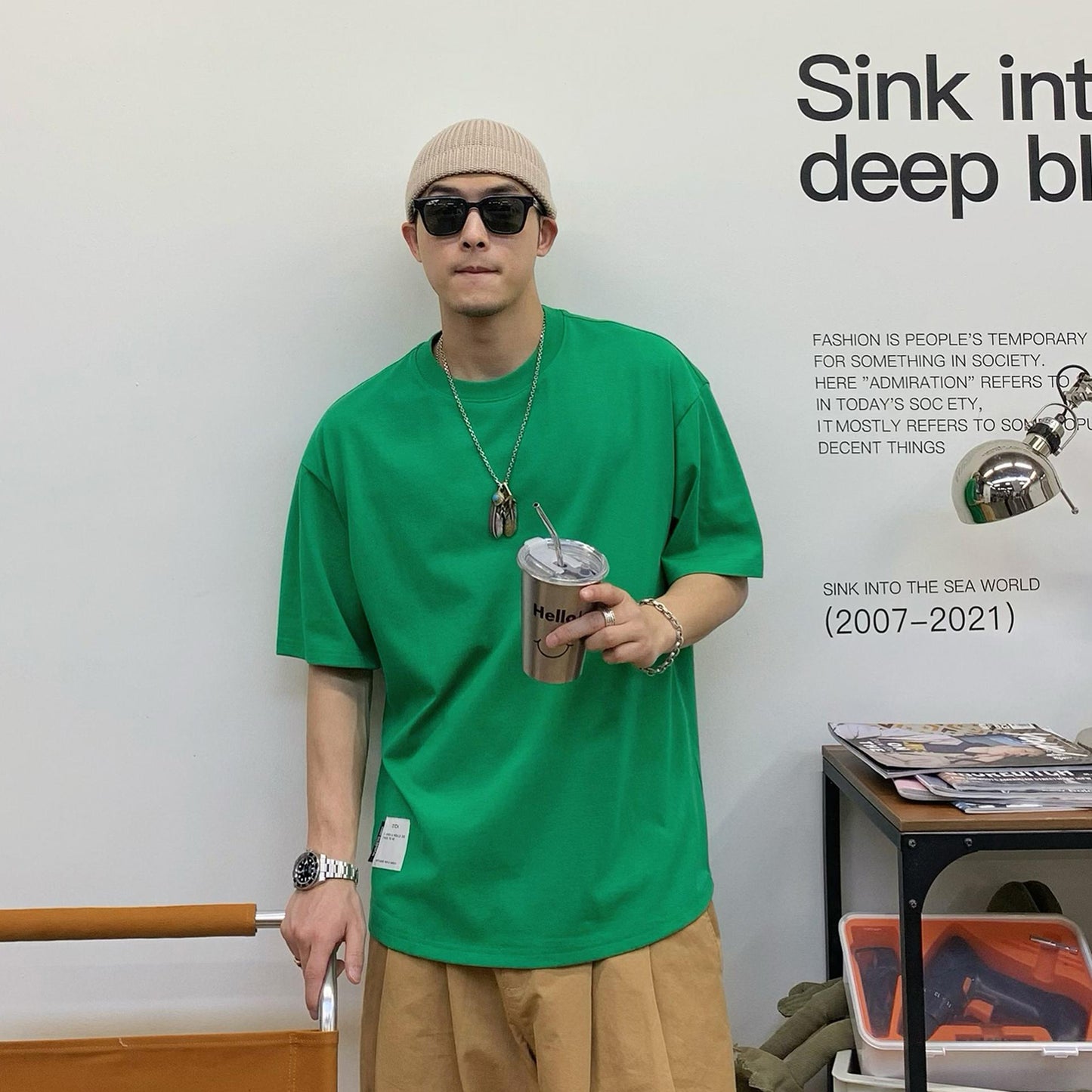 無地半袖ルーズボディTシャツ