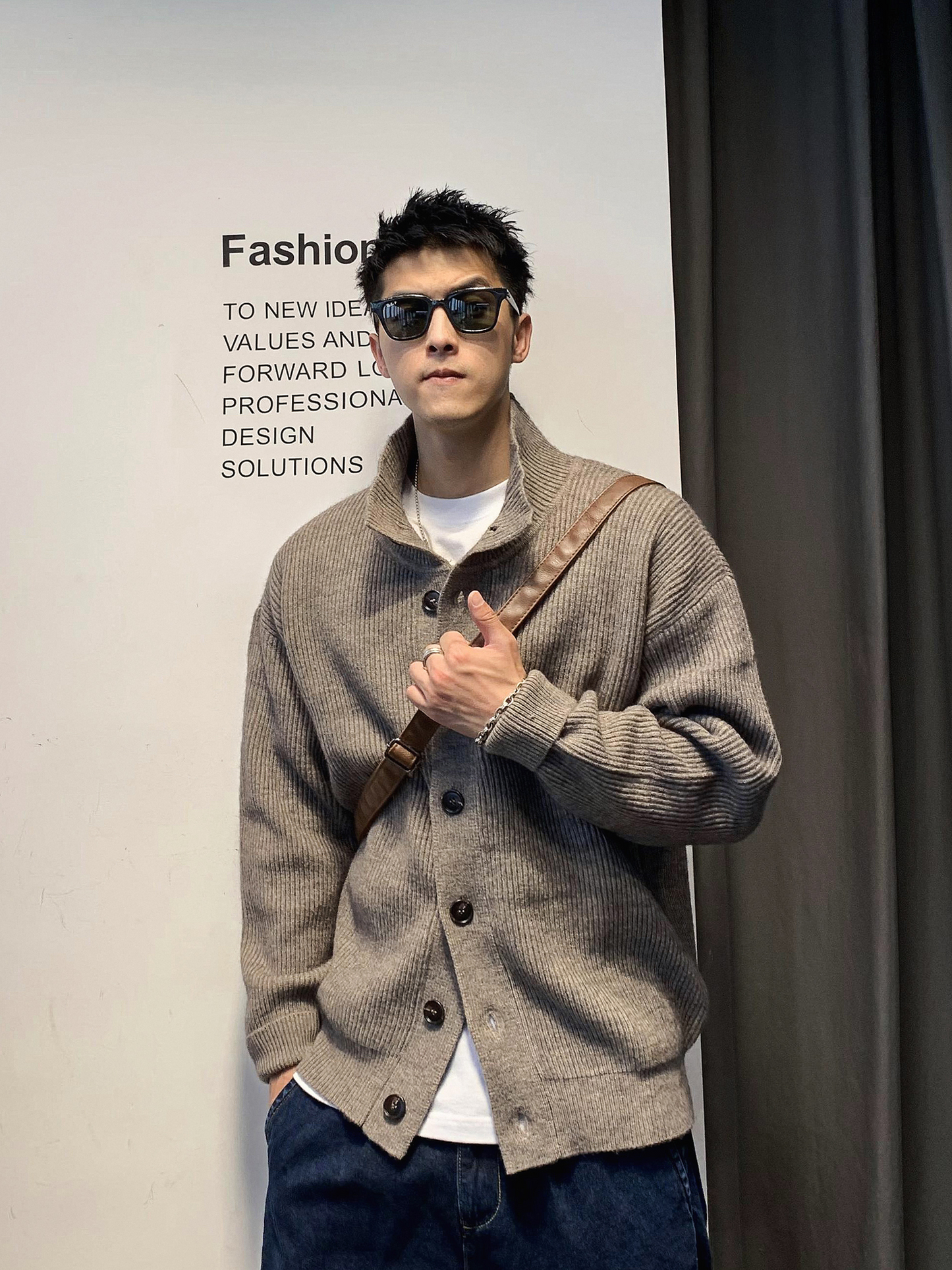 ビンテージカーディガン カラーニットジャケット