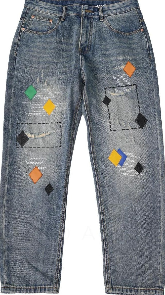 ストリートスタイル刺繍ジーンズ