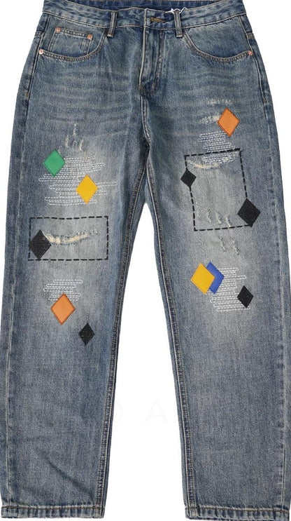 ストリートスタイル刺繍ジーンズ