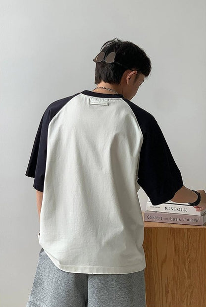 Color Block Letter Print Tee