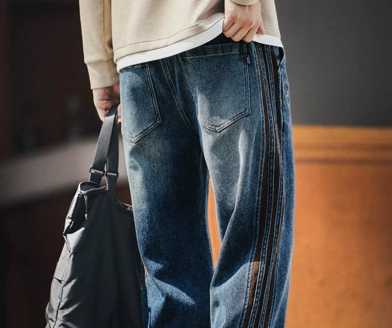 Retro Corduroy Splicing Jeans