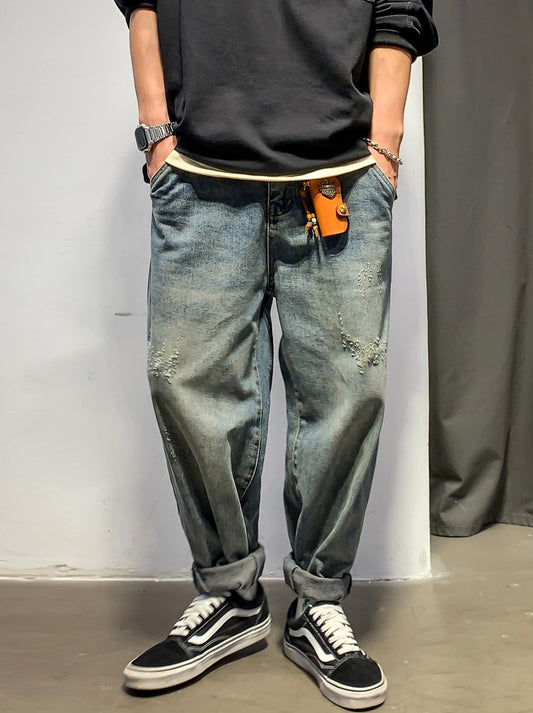 レトロヒップホップストレートパンツ